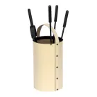 Porte-outils rond en simili cuir avec poignée et 4 accessoires fabriqués en Italie - Pigeon Viadurini