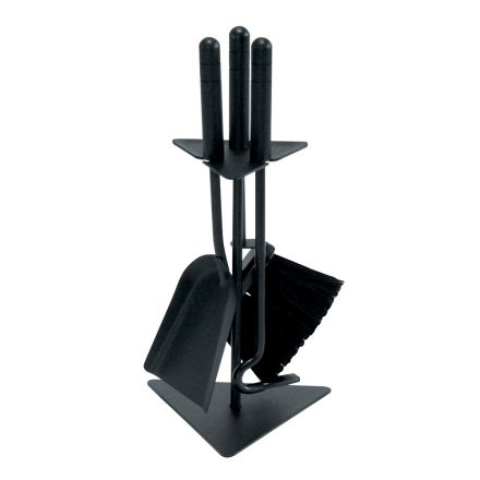 Porte-outils triangulaire avec 3 outils de cheminée fabriqués en Italie - Tabu Viadurini