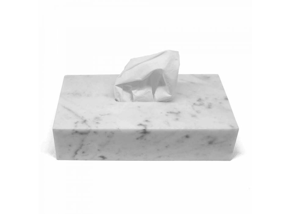 Porte-mouchoir moderne en marbre blanc de Carrare fabriqué en Italie - Rafa Viadurini