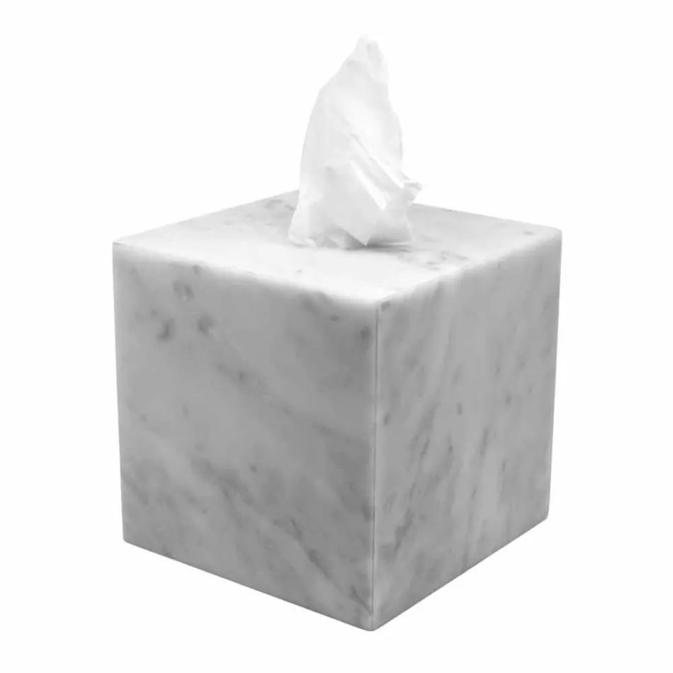 Porte-mouchoir moderne en marbre blanc de Carrare fabriqué en Italie - Rafa Viadurini