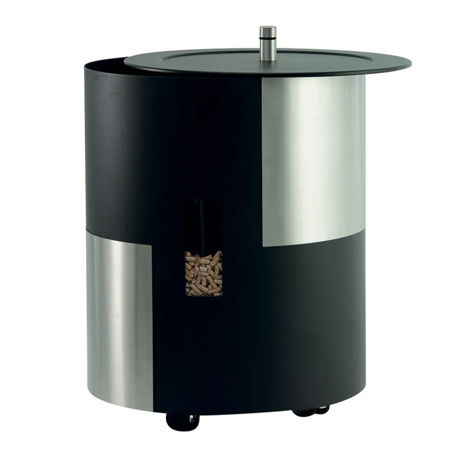 Porte-granulés avec roulettes et couvercle en métal fabriqué en Italie - Cigogne Viadurini