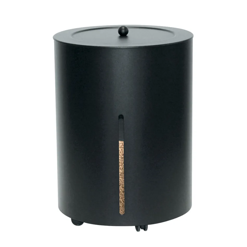 Porte-granulés avec roulettes et couvercle en métal fabriqué en Italie - Cigogne Viadurini