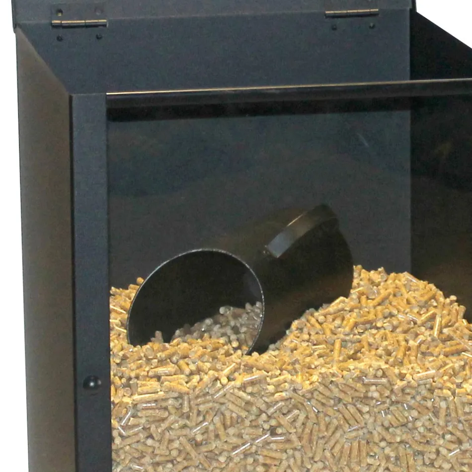 Porte-granulés en acier peint en noir avec plexiglas fabriqué en Italie - Pellicano Viadurini