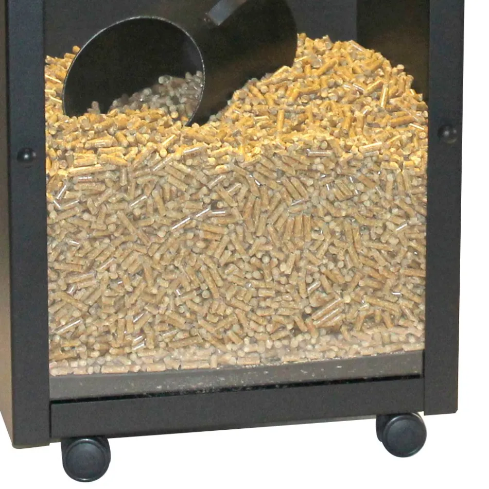 Porte-granulés en acier peint en noir avec plexiglas fabriqué en Italie - Pellicano Viadurini