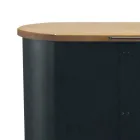 Porte-granulés en métal avec roulettes et couvercle en bois fabriqué en Italie - Bisonte Viadurini