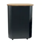 Porte-granulés en métal avec roulettes et couvercle en bois fabriqué en Italie - Bisonte Viadurini