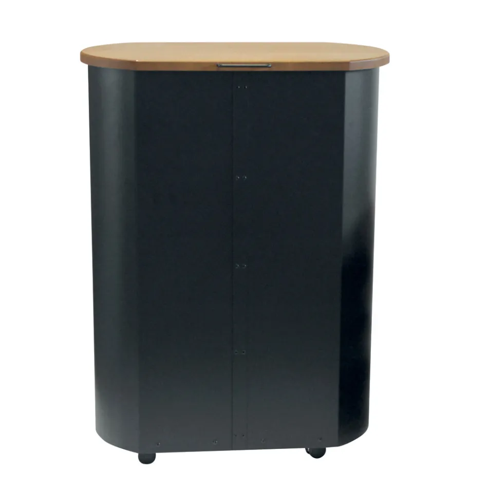 Porte-granulés en métal avec roulettes et couvercle en bois fabriqué en Italie - Bisonte Viadurini