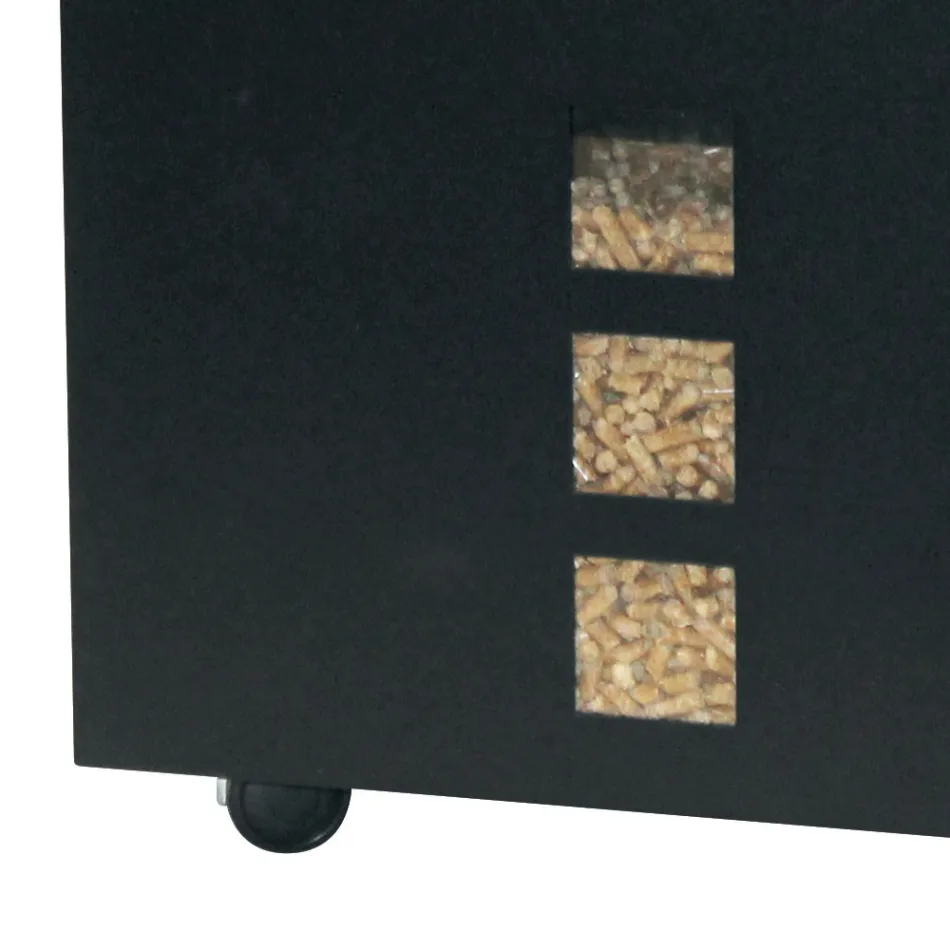 Porte-granulés carré en acier peint en noir et roues fabriqué en Italie - Parrot Viadurini