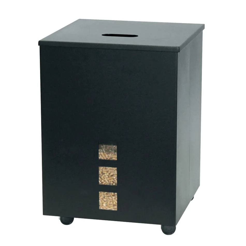 Porte-granulés carré en acier peint en noir et roues fabriqué en Italie - Parrot Viadurini