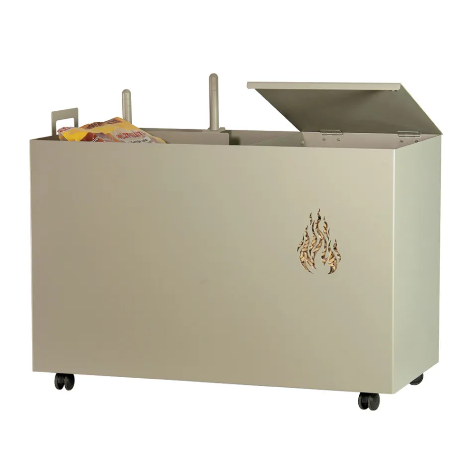 Porte-granulés rectangulaire en métal avec 4 roues fabriqué en Italie - Aquila Viadurini