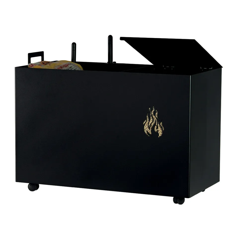 Porte-granulés rectangulaire en métal avec 4 roues fabriqué en Italie - Aquila Viadurini