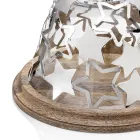 Porte-Gâteau Cloche en Bois et Verre avec Étoiles en Métal Argenté - Ilenia Viadurini