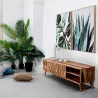 Meuble TV en bois design vintage avec boutons en acier Homemotion - Ventador Viadurini