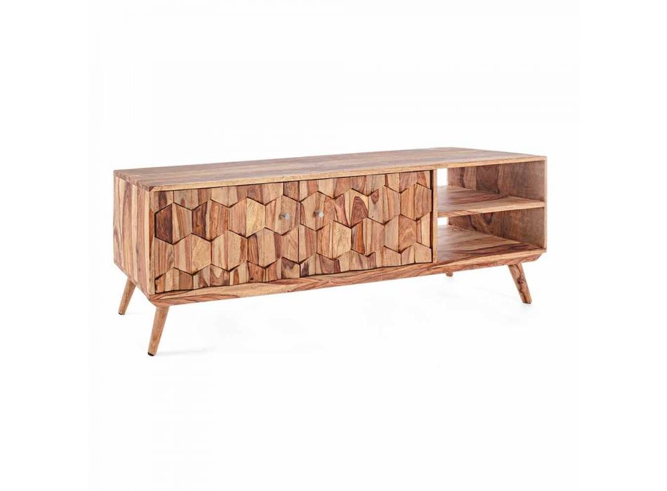 Meuble TV en bois design vintage avec boutons en acier Homemotion - Ventador Viadurini
