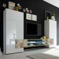 Meuble TV en bois avec portes et étagère lumineuse Made in Italy - Sevesto