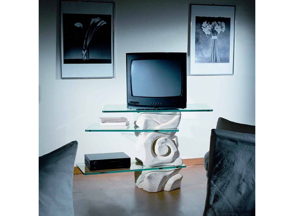 Porta TV cristal en pierre et Agape design moderne Viadurini