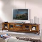 Meuble TV en bois de style classique avec portes en verre Made in Italy - Richard Viadurini