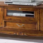 Meuble TV en bois de style classique avec portes en verre Made in Italy - Richard Viadurini