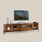 Meuble TV en bois de style classique avec portes en verre Made in Italy - Richard Viadurini