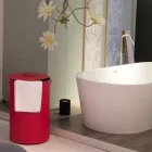 Panier à linge cylindrique en cuir régénéré fait main Roby Viadurini