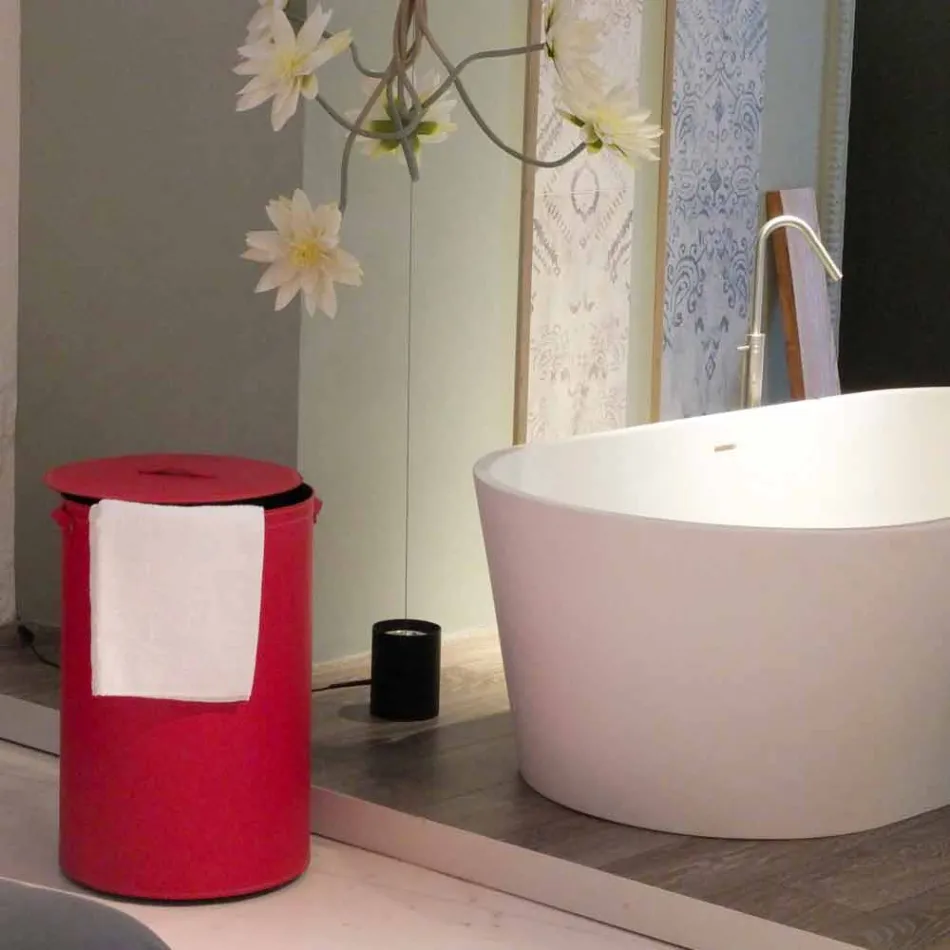 Panier à linge cylindrique en cuir régénéré fait main Roby Viadurini