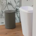 Panier à linge cylindrique en cuir régénéré fait main Roby Viadurini