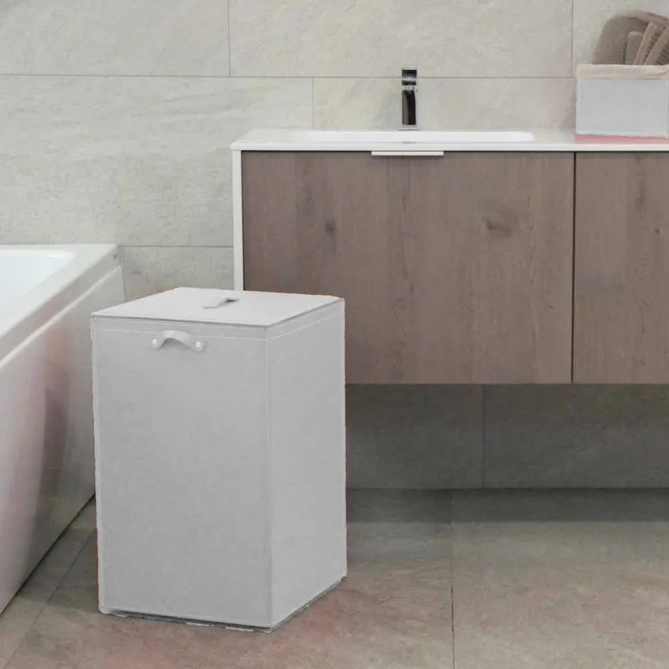 Panier à linge en cuir à base carrée David, fabriqué en Italie Viadurini