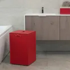 Panier à linge en cuir à base carrée David, fabriqué en Italie Viadurini