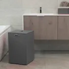 Panier à linge en cuir à base carrée David, fabriqué en Italie Viadurini