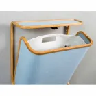 Panier à linge mural moderne en tissu bleu marine et bambou Valenza Viadurini