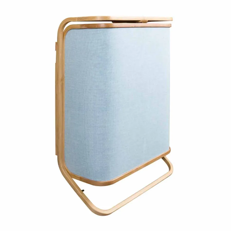 Panier à linge mural moderne en tissu bleu marine et bambou Valenza Viadurini