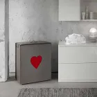 Panier à linge contemporain en cuir fabriqué en Italie Adele, insert en cœur Viadurini