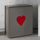 Panier à linge contemporain en cuir fabriqué en Italie Adele, insert en cœur Viadurini