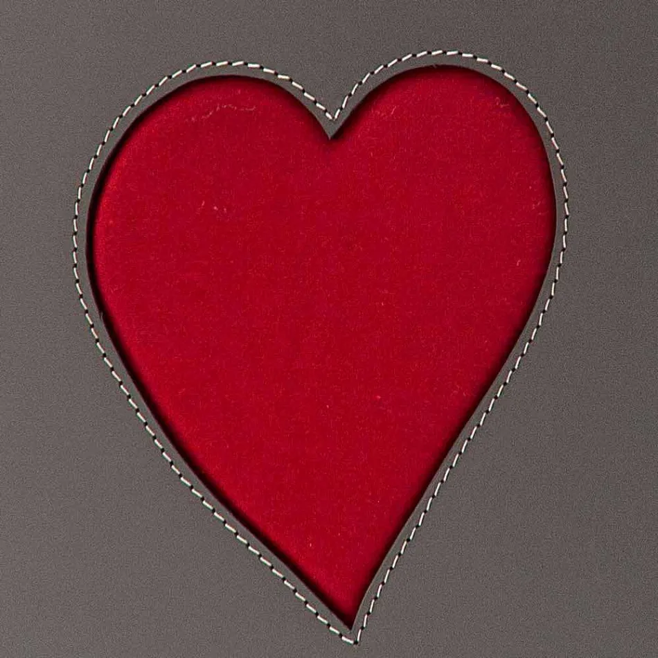 Panier à linge contemporain en cuir fabriqué en Italie Adele, insert en cœur Viadurini