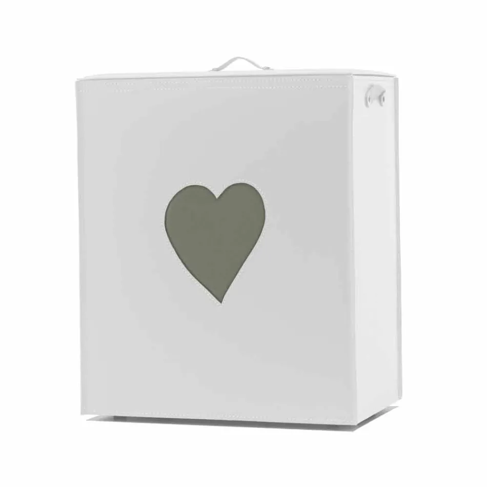 Panier à linge contemporain en cuir fabriqué en Italie Adele, insert en cœur Viadurini