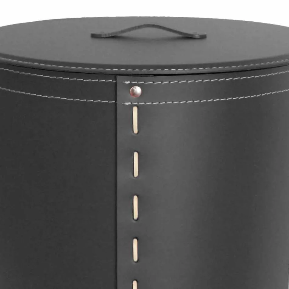 Panier à linge ovale en cuir régénéré Riky fabriqué en Italie Viadurini