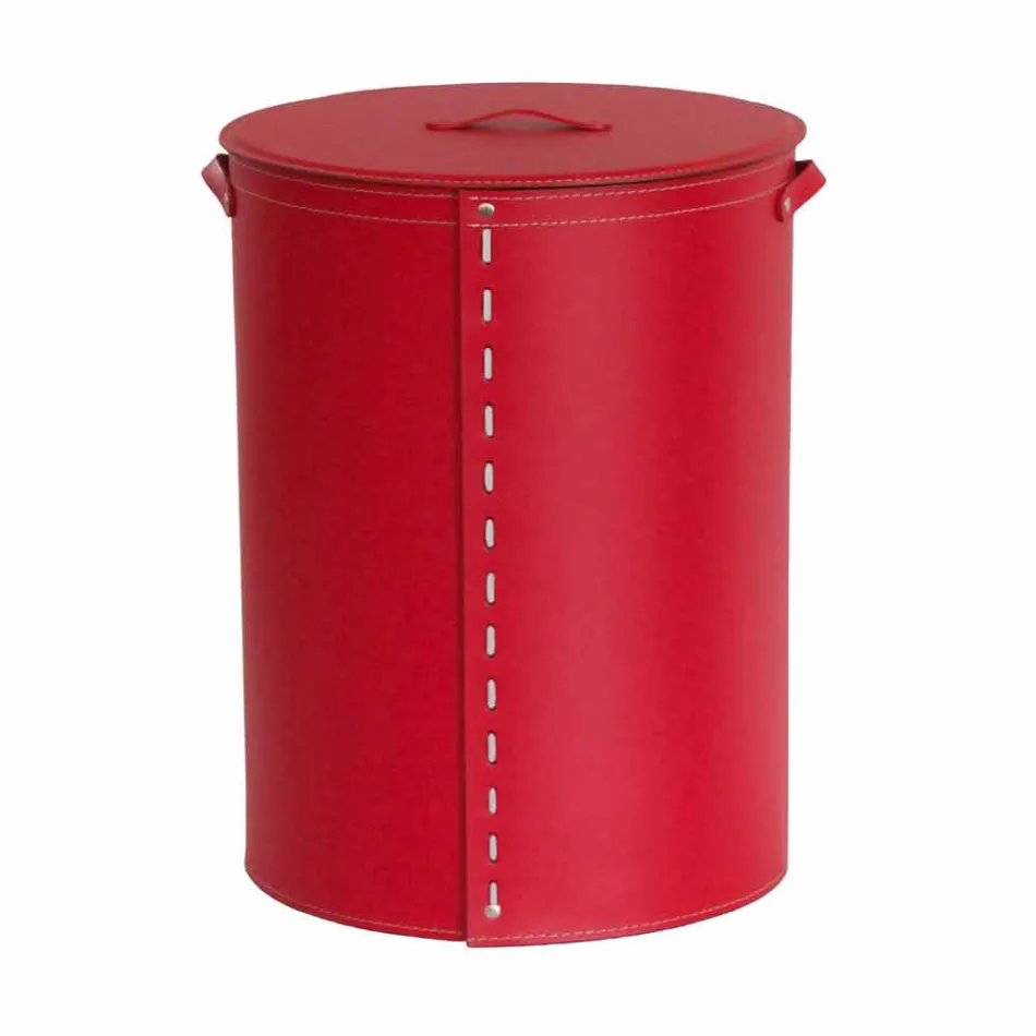 Panier à linge ovale en cuir régénéré Riky fabriqué en Italie Viadurini