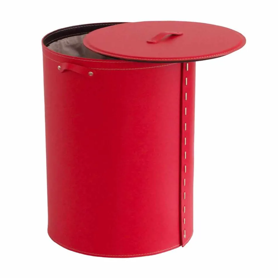 Panier à linge ovale en cuir régénéré Riky fabriqué en Italie Viadurini