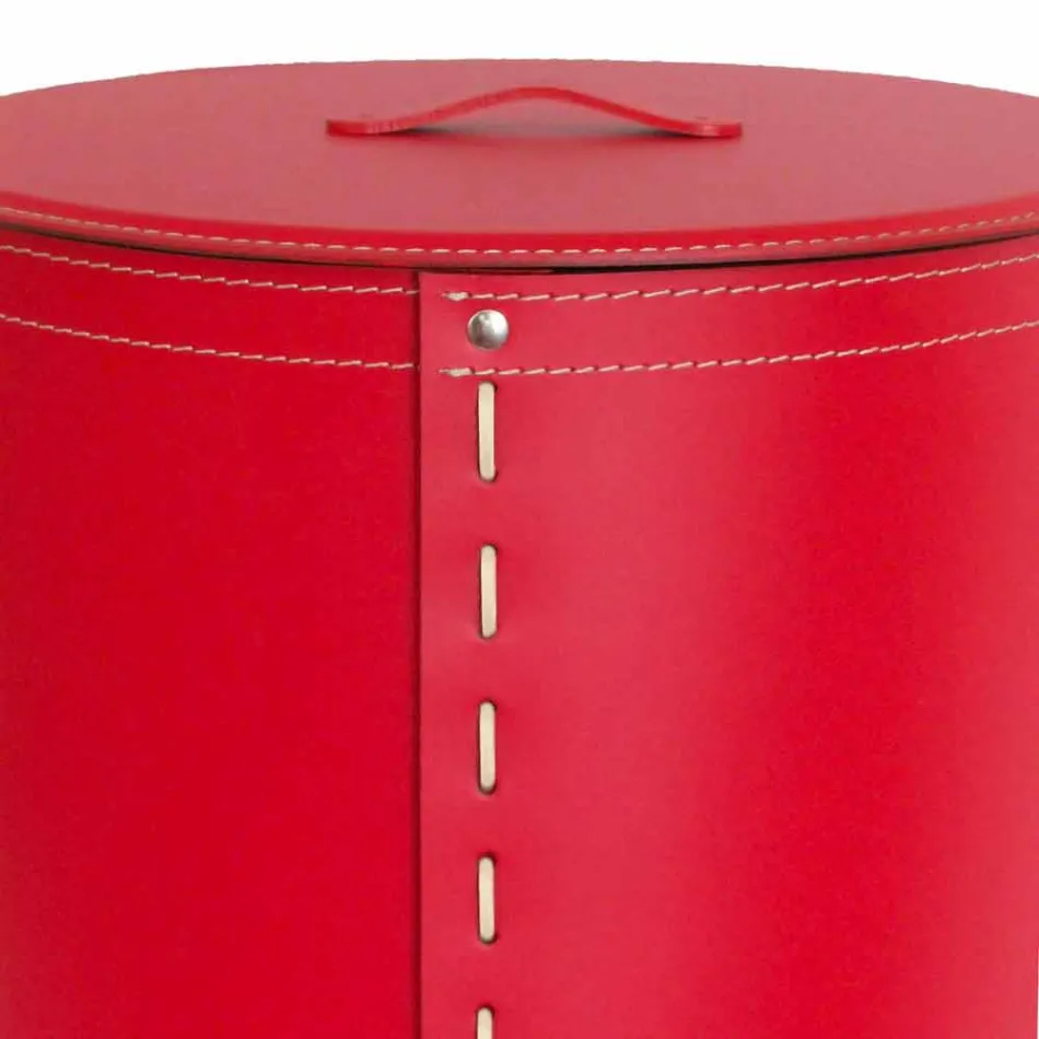 Panier à linge ovale en cuir régénéré Riky fabriqué en Italie Viadurini