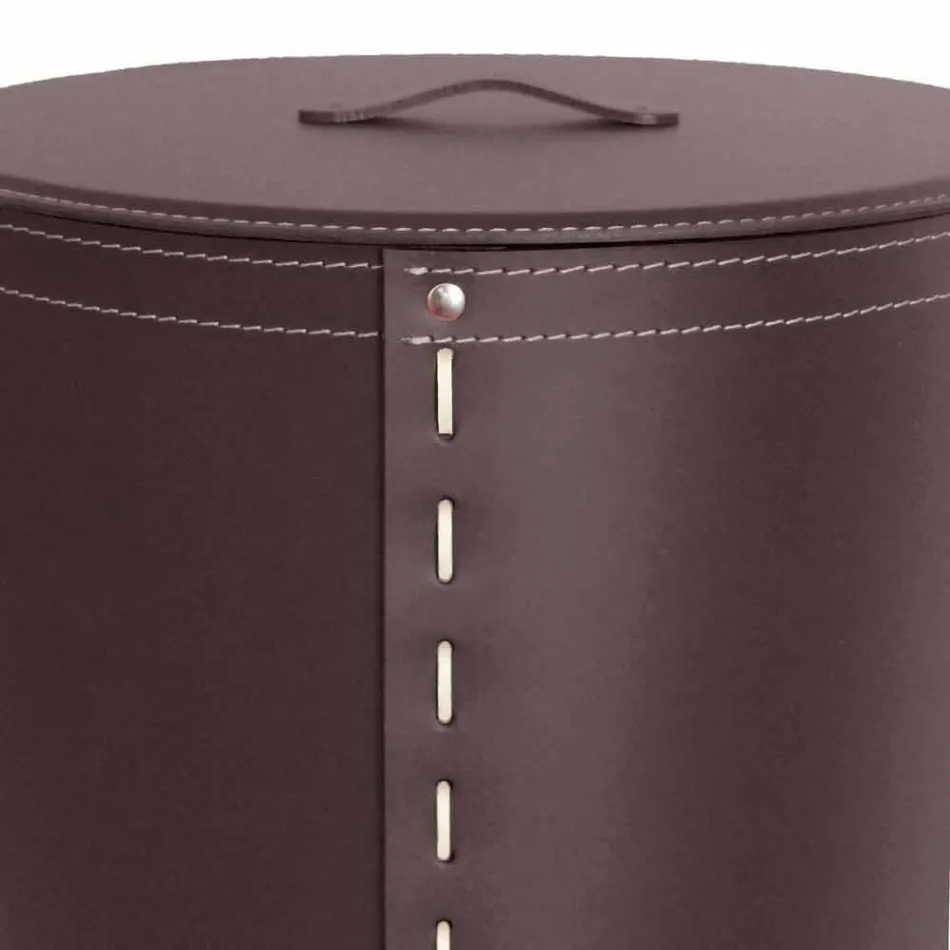 Panier à linge ovale en cuir régénéré Riky fabriqué en Italie Viadurini