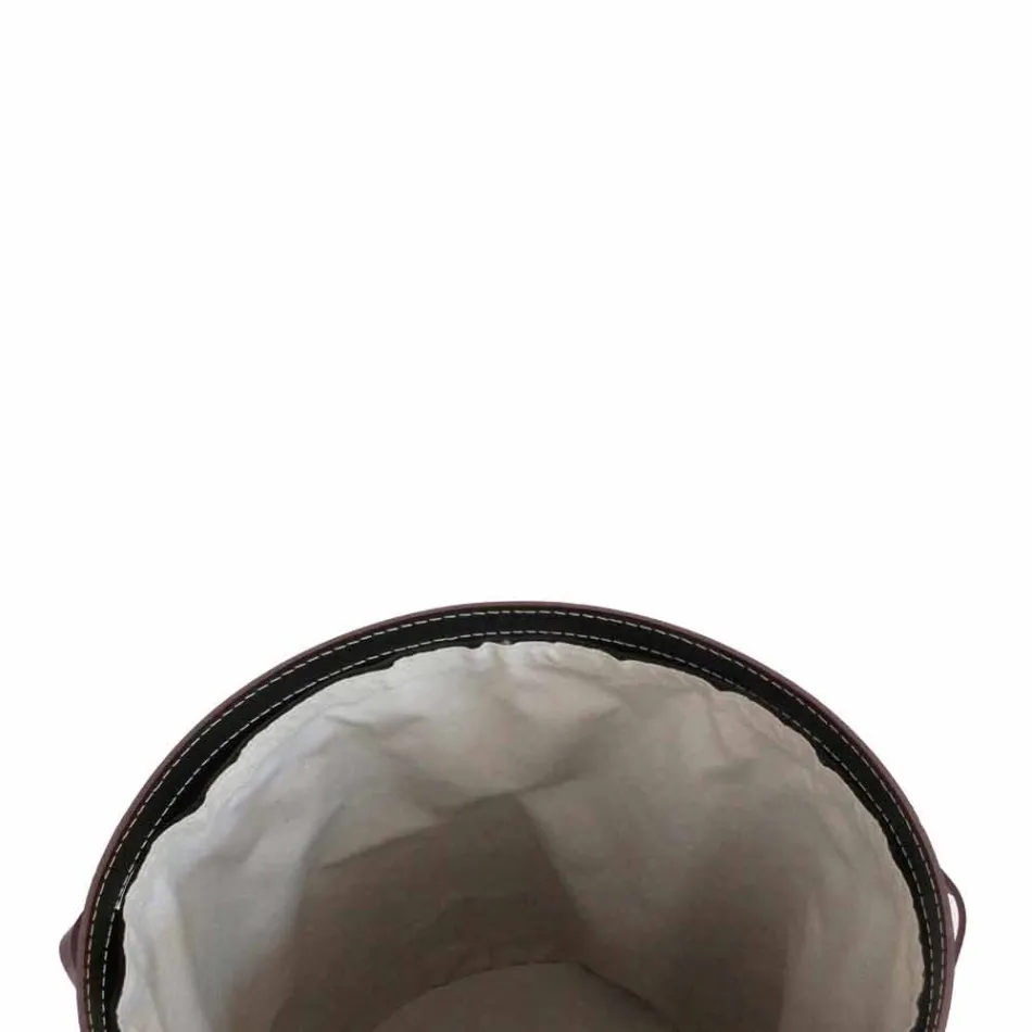 Panier à linge ovale en cuir régénéré Riky fabriqué en Italie Viadurini