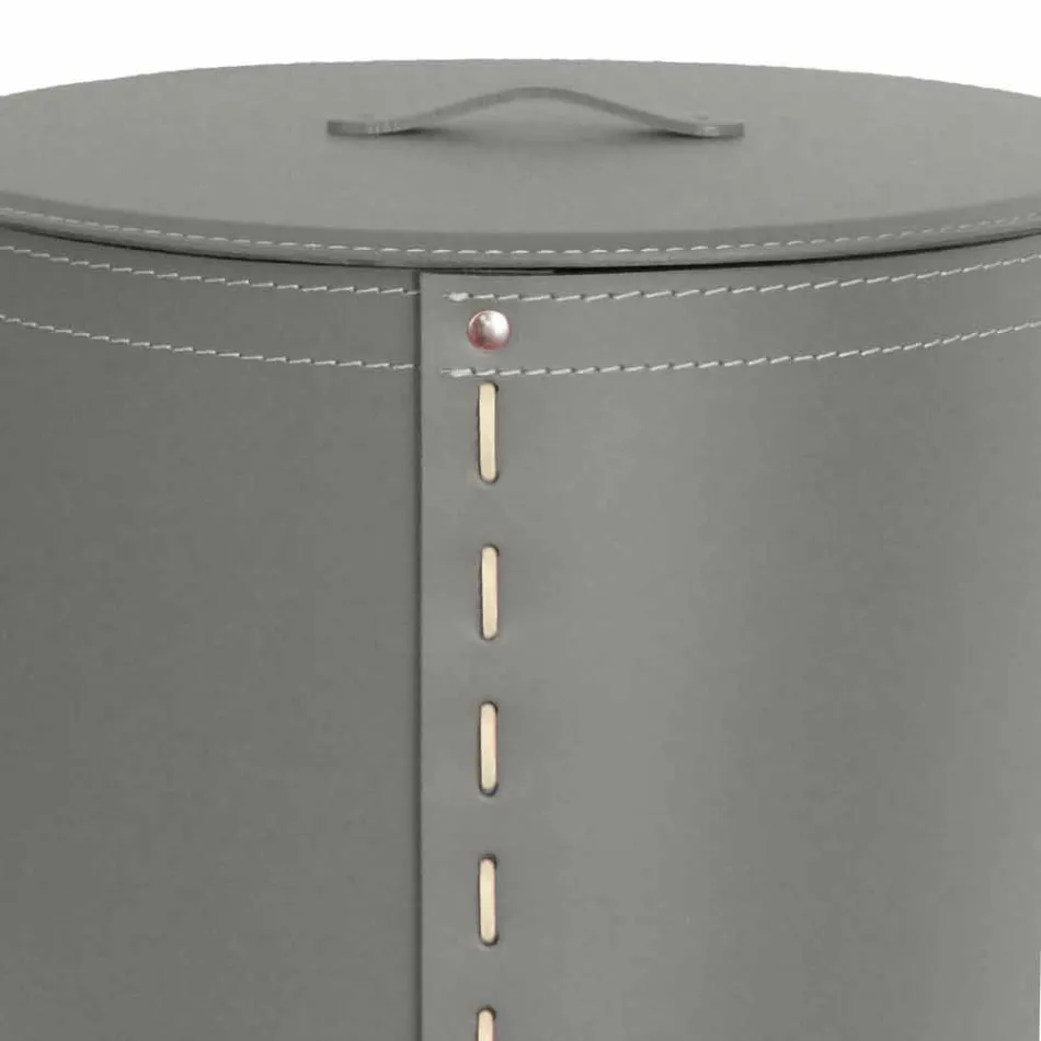 Panier à linge ovale en cuir régénéré Riky fabriqué en Italie Viadurini