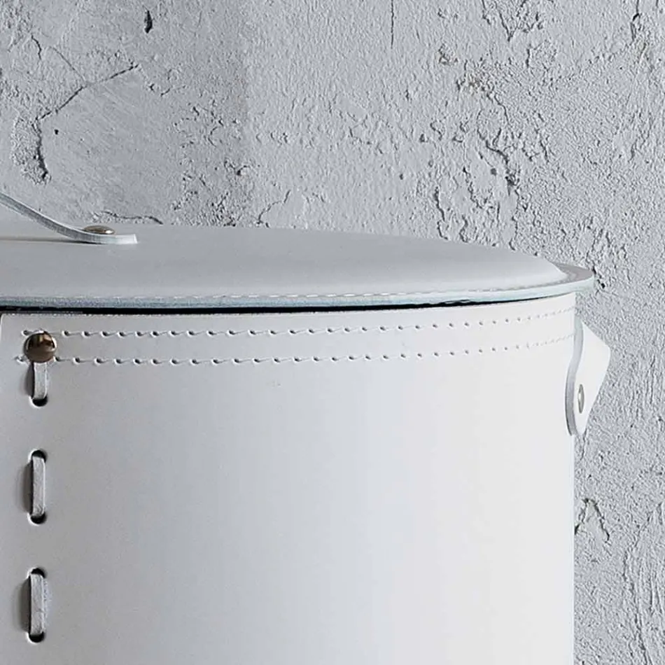 Panier à linge ovale en cuir régénéré Riky fabriqué en Italie Viadurini