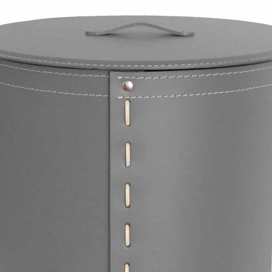 Panier à linge ovale en cuir régénéré Riky fabriqué en Italie Viadurini