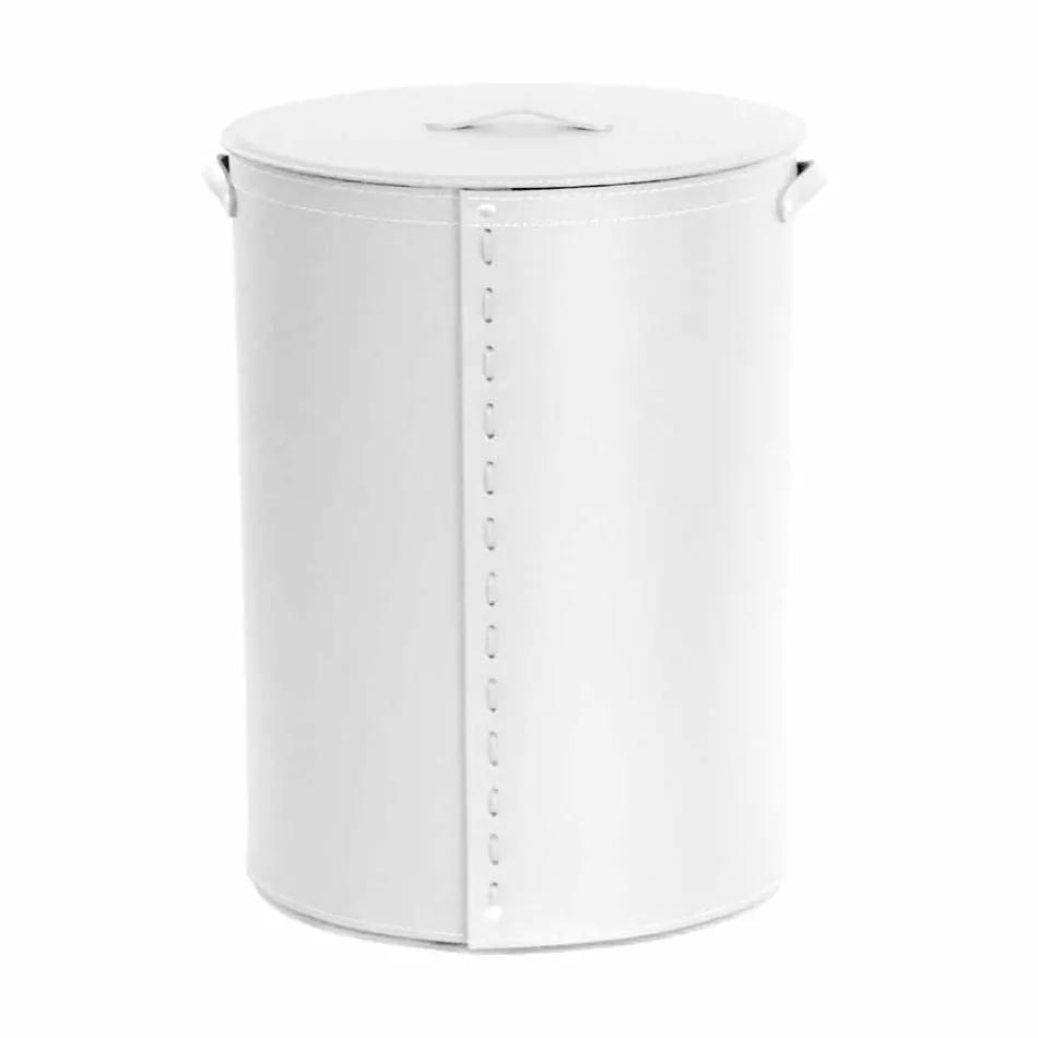 Panier à linge ovale en cuir régénéré Riky fabriqué en Italie Viadurini