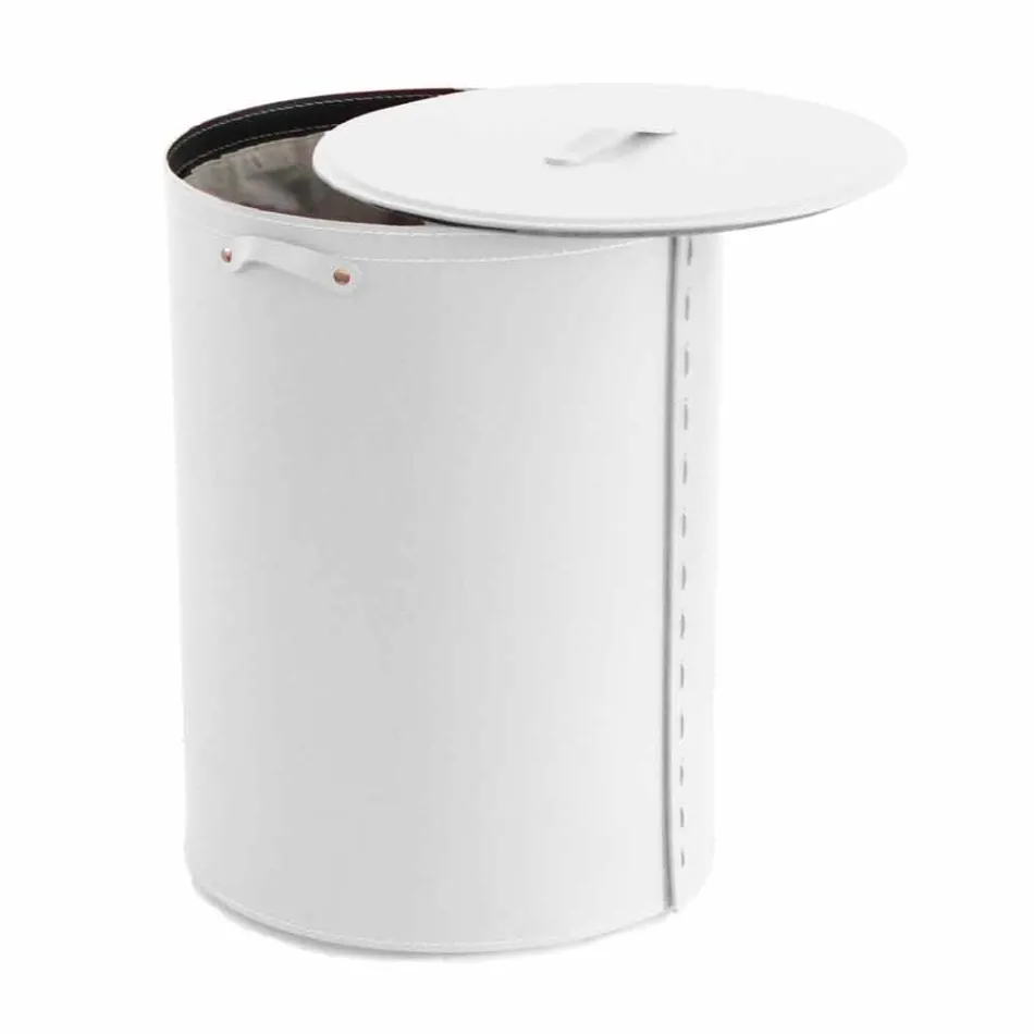 Panier à linge ovale en cuir régénéré Riky fabriqué en Italie Viadurini