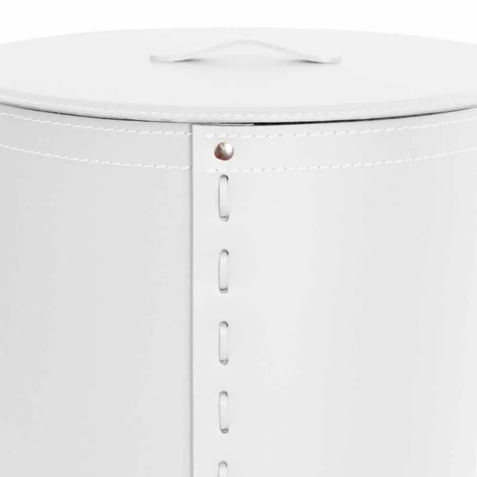 Panier à linge ovale en cuir régénéré Riky fabriqué en Italie Viadurini