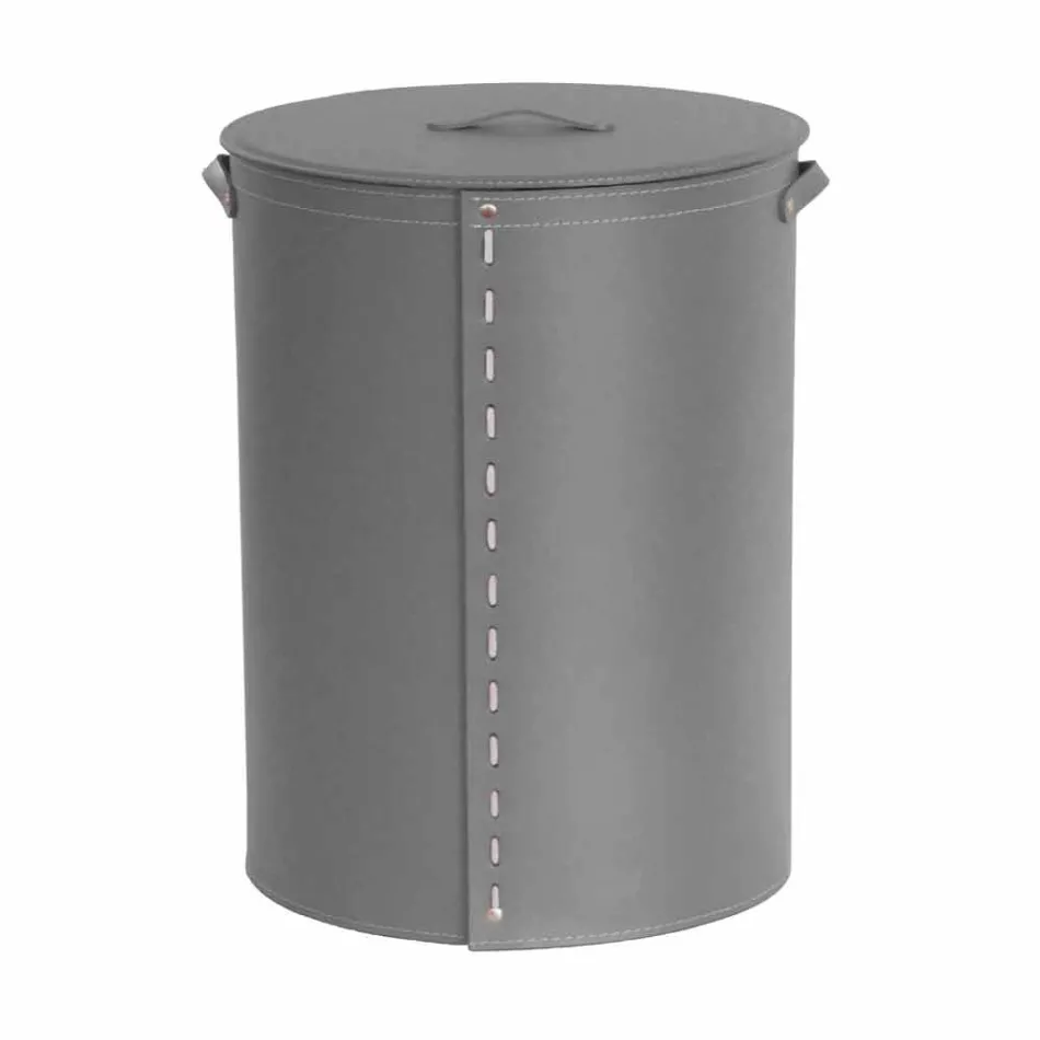 Panier à linge ovale en cuir régénéré Riky fabriqué en Italie Viadurini