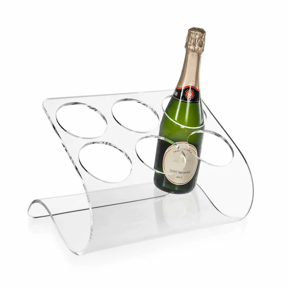 Porte-bouteille autoportant pour 6 bouteilles en plexiglas transparent - Tanatin Viadurini