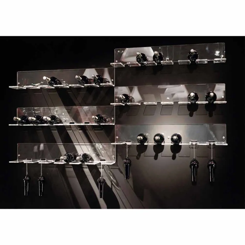 Porte-bouteille mural pour 6 bouteilles en plexiglas Made in Italy - Canberra Viadurini